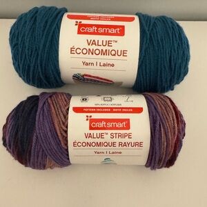 Craft Smart Blue and Purple Multicolor Worsted Acrylic Yarn Bundle Knit Crochet